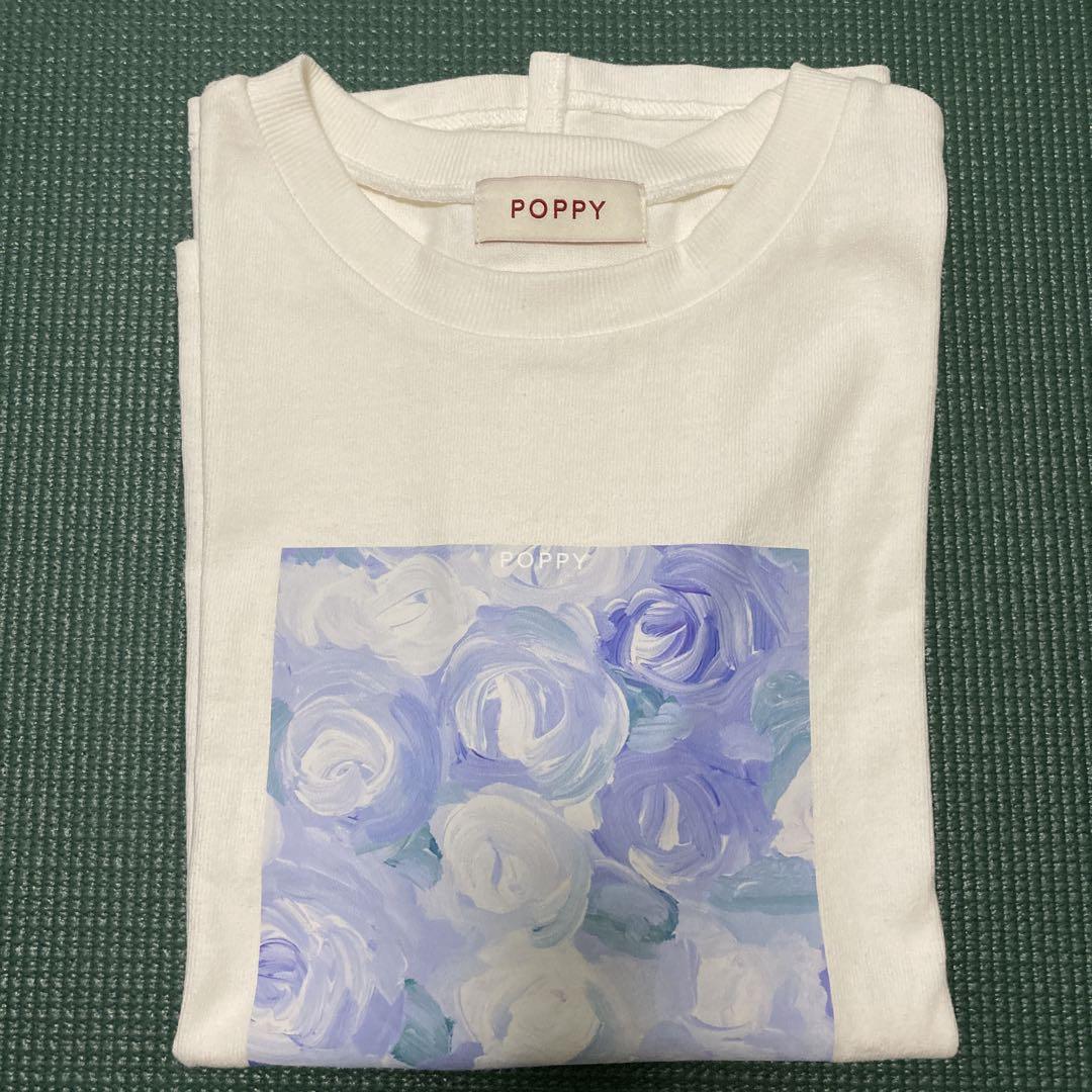 POPPY あさぎーにょ　ブルー　お花　Tシャツ