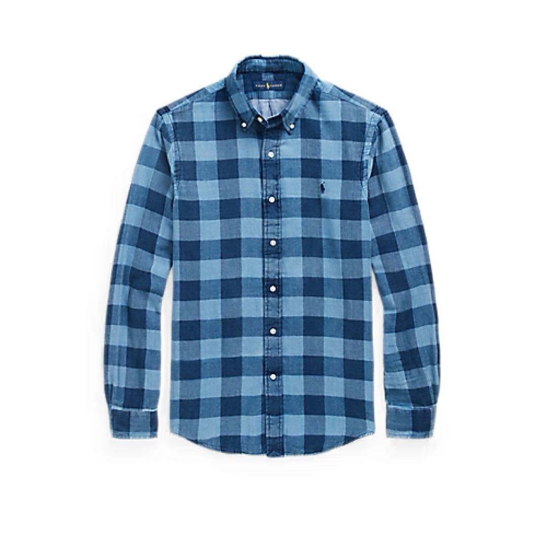 ポロラルフローレン カスタムフィットチェック柄シャツM・POLO RALPH LAUREN