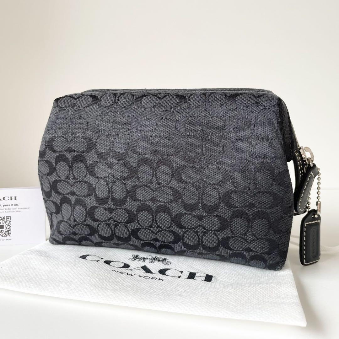 【ほぼ新品】COACH ポーチ 整理整頓 化粧ポーチ ジャガード シグネチャー
