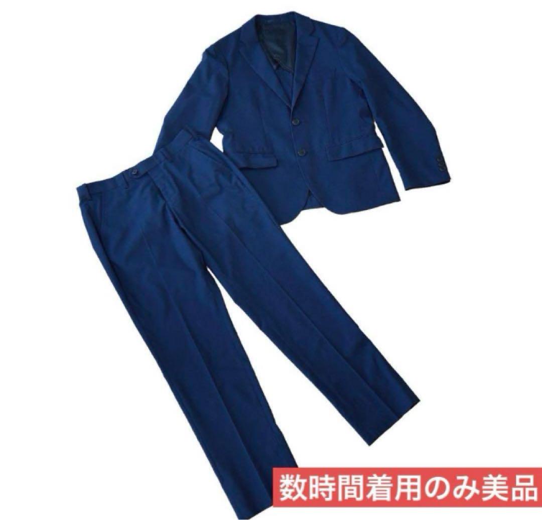美品❣️セットアップスーツ　スーツ　上下　ネイビー　チェック　TOPVALU 通勤