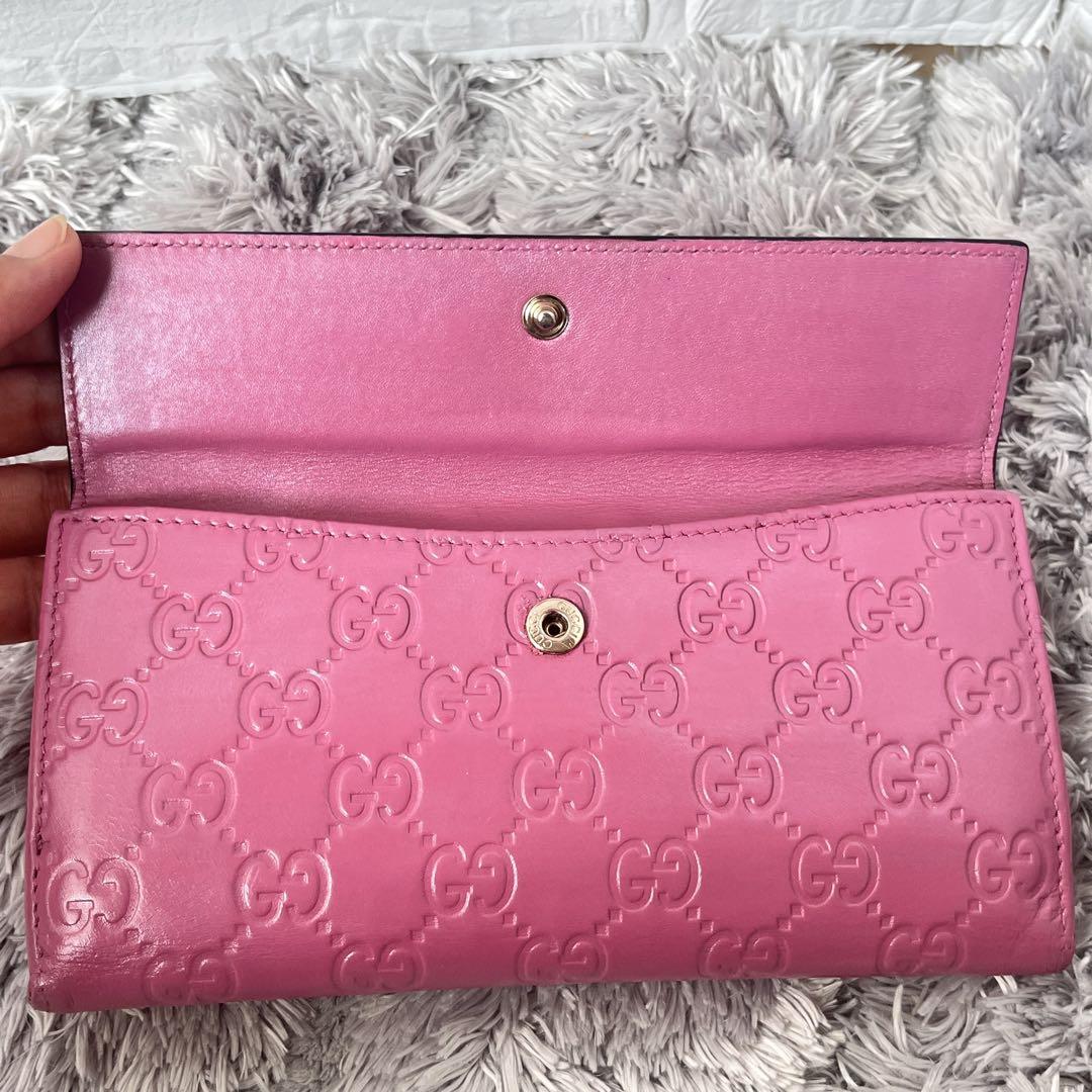 状態考慮　GUCCI✨長財布　ラブリーハート　長財布　シマ　ピンク