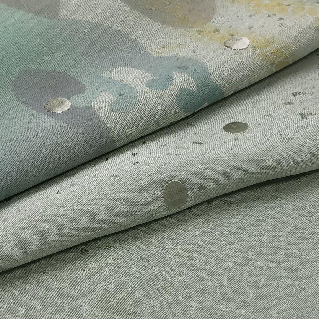単衣 付下げ 波模様 刺繍 水玉 青磁色KK-2081 単衣 付下げ 波模様 刺繍 水玉 青磁色KK-2081 - メルカリ