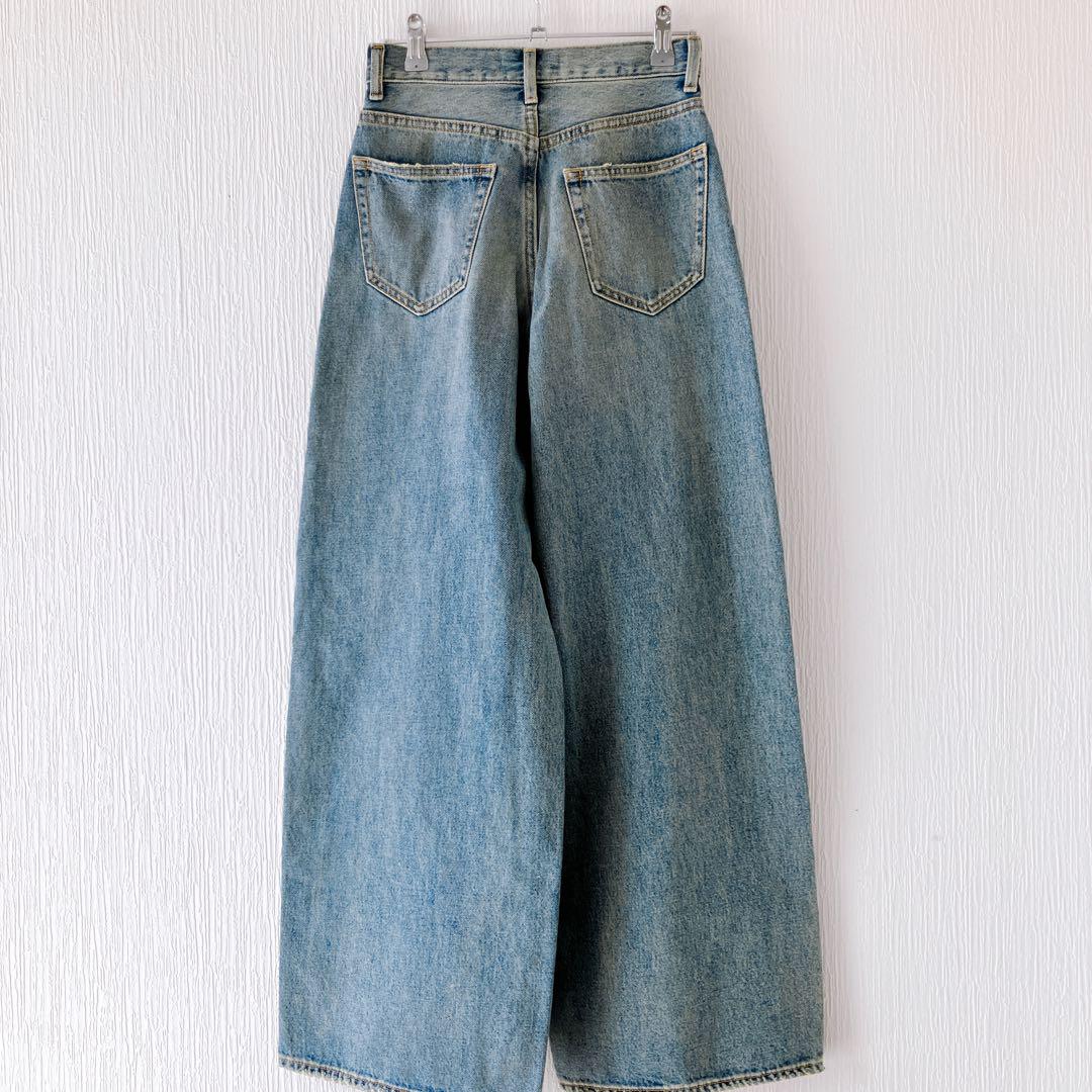 美品マウジー　WIDE BAGGY STRAIGHT ブルー　23