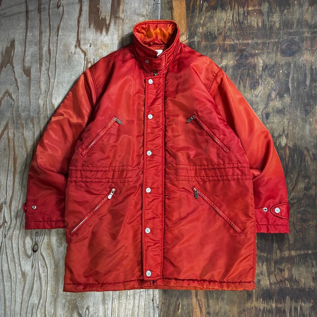 Calvin Klein N-3B ジャケット ナイロン オレンジ 八の字ジップM Calvin Klein