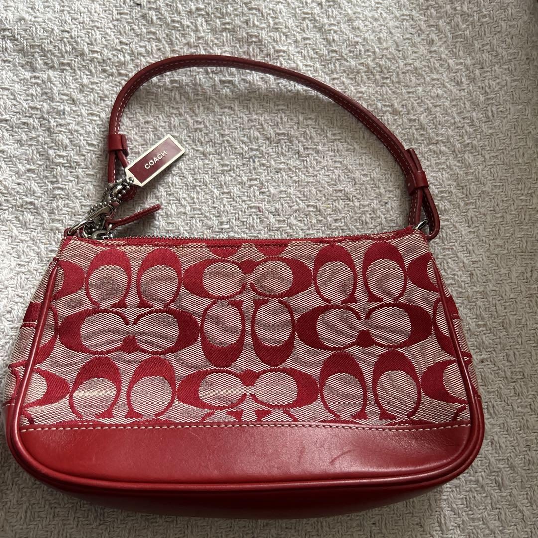 COACH レッド ロゴハンドバッグ