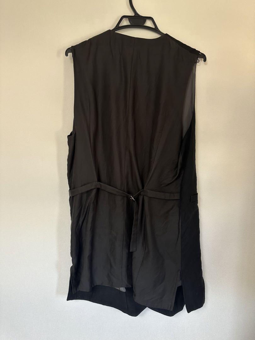 iki Wool/Linen バックサテン ロングベスト リネン