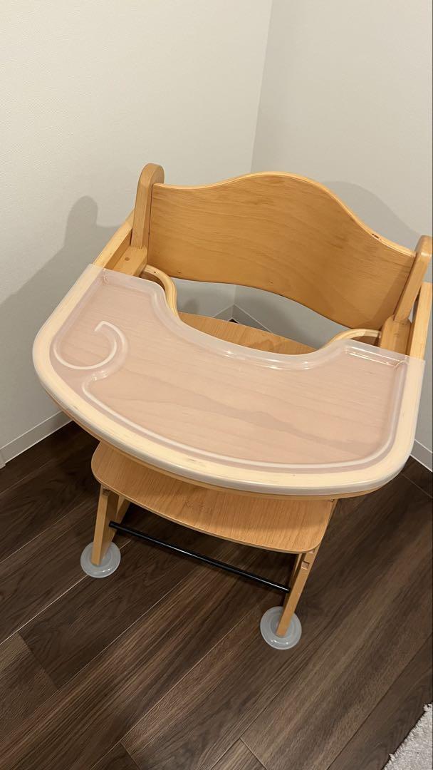 【美品】カトージ 木製 ベビーチェア テーブル付ナチュラル KATOJI
