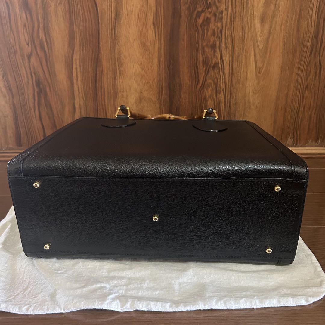 GUCCI ブラック レザートートバッグ