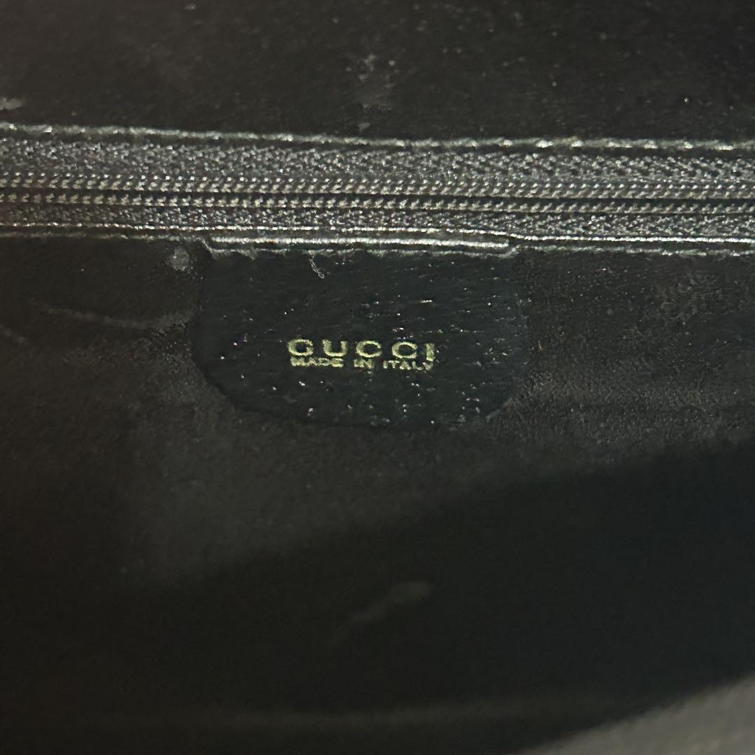 GUCCI ブラック レザートートバッグ