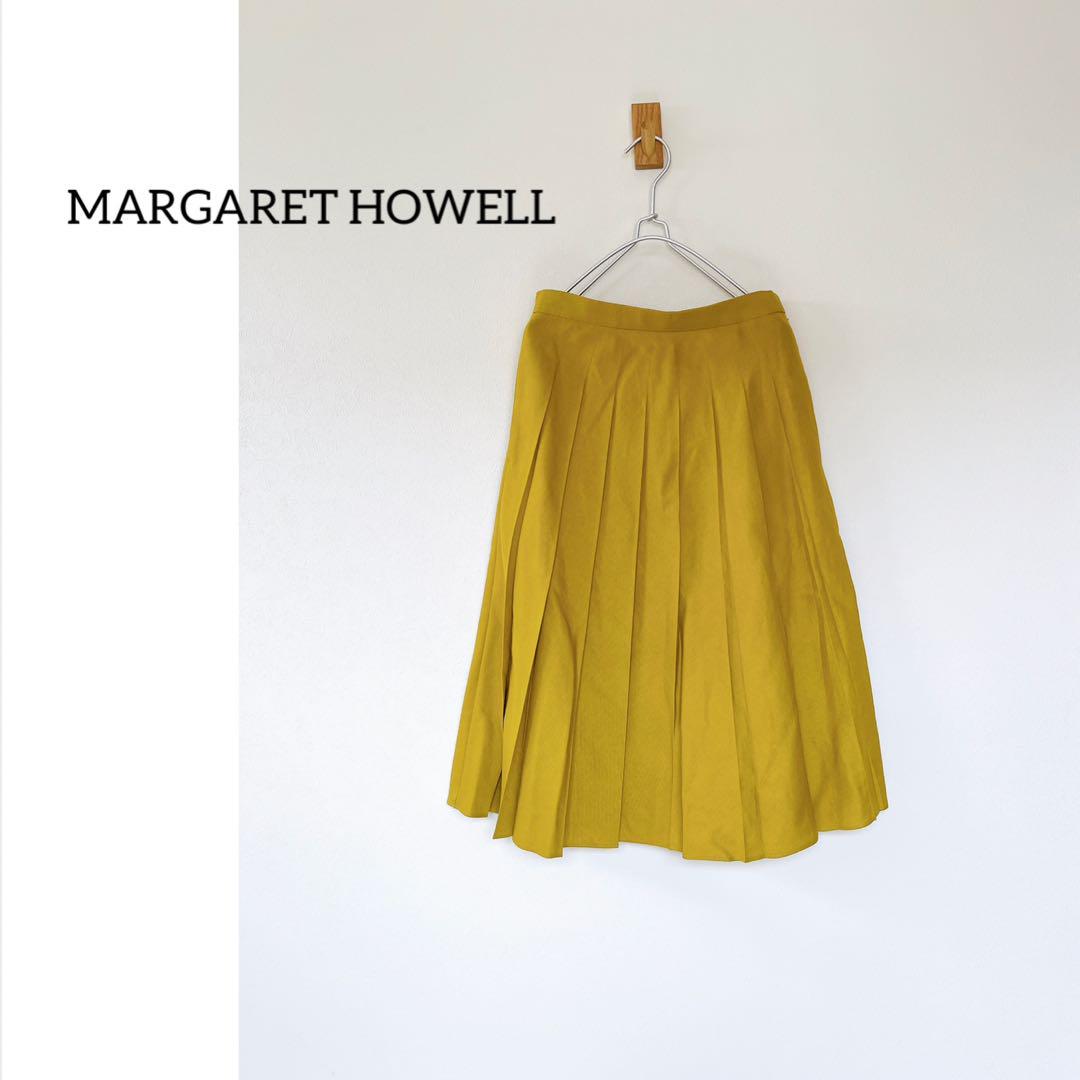 MARGARET HOWELL　マーガレットハウエル　プリーツスカート　リネン混