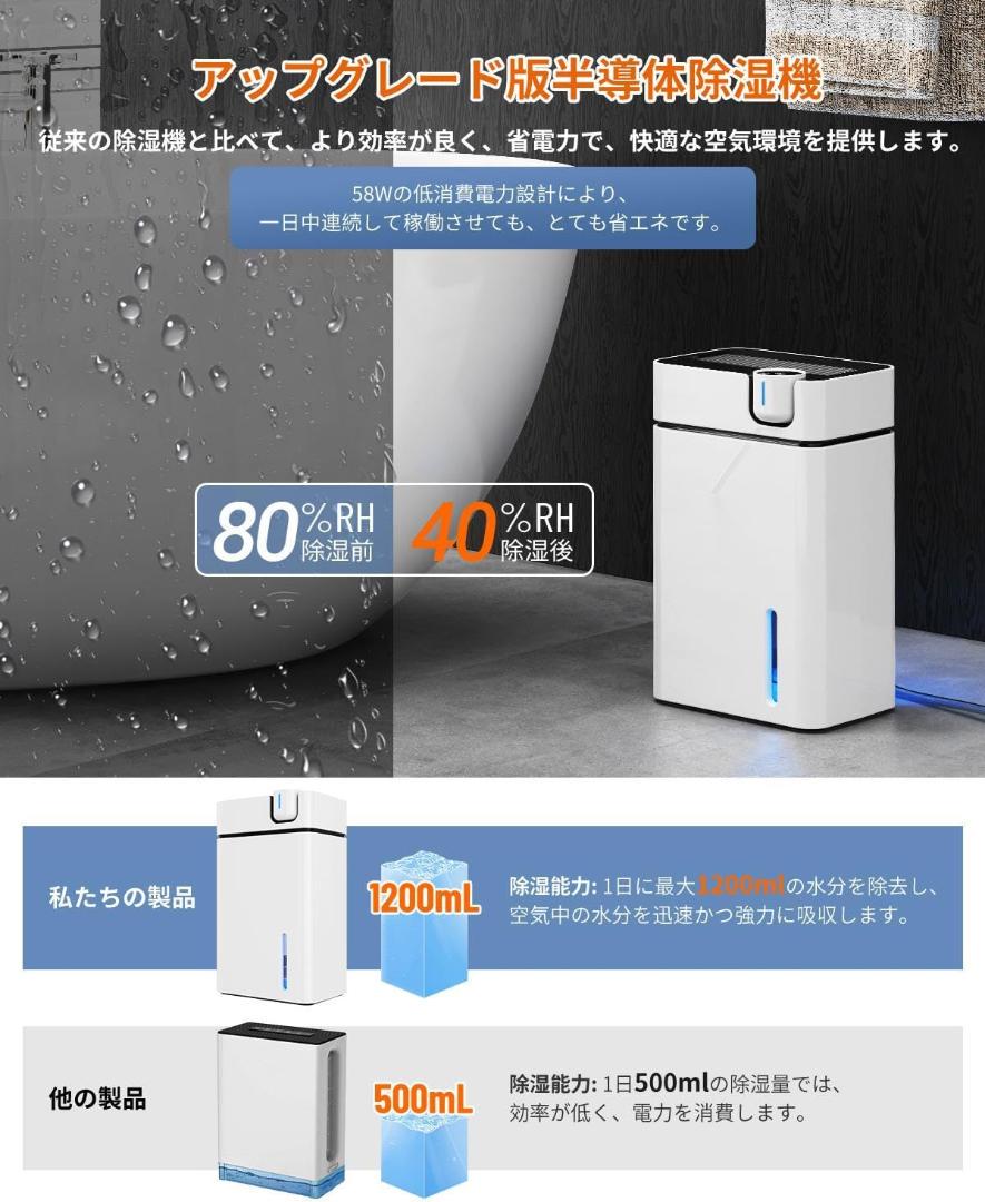 除湿機 2.8L大容量タンク 小型 自動停止機能付き 強力除湿＆スリープモード
