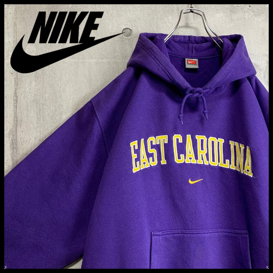 NIKEカレッジ刺繍ビッグサイズスウェット紫パープルトレーナー裏起毛 【高い素材】 ナイキ スウェット L☆パープル 紫 刺繍ロゴ 《入手困難》メキシコ製 NIKE スウェット