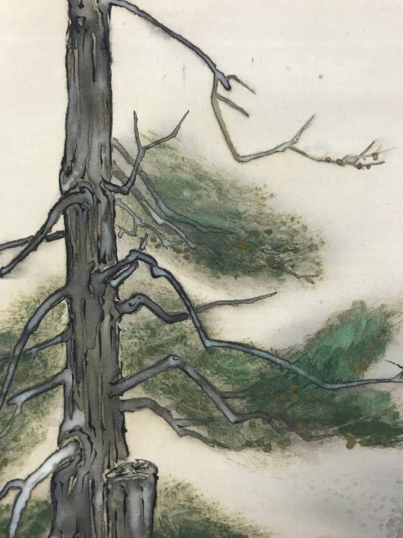 真作】座間素賢/探山連山を望む/山水図/山図/掛軸/名家