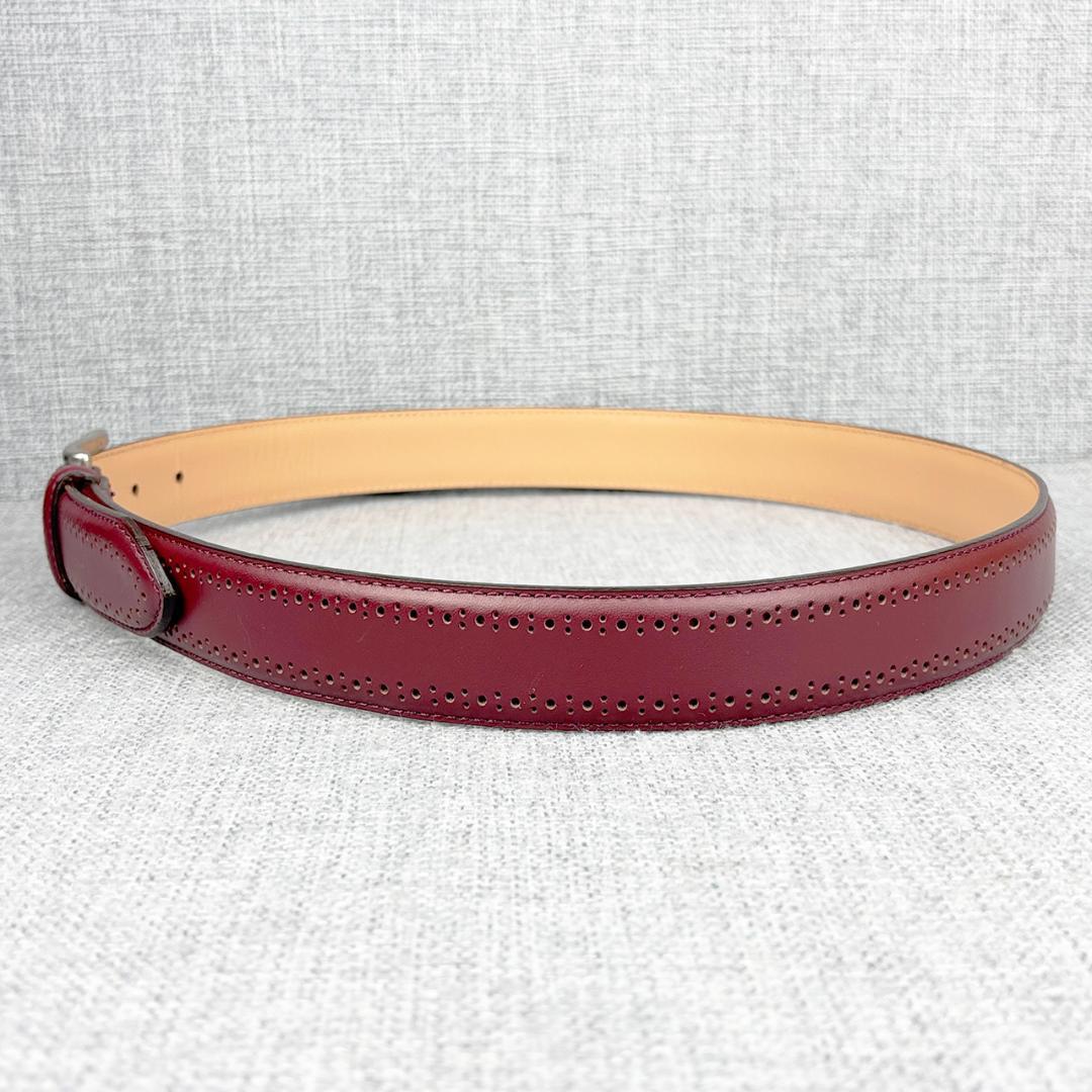 超美品 ポールスミス★メンズレザーベルト カーフレザー 本革 赤茶 XL
