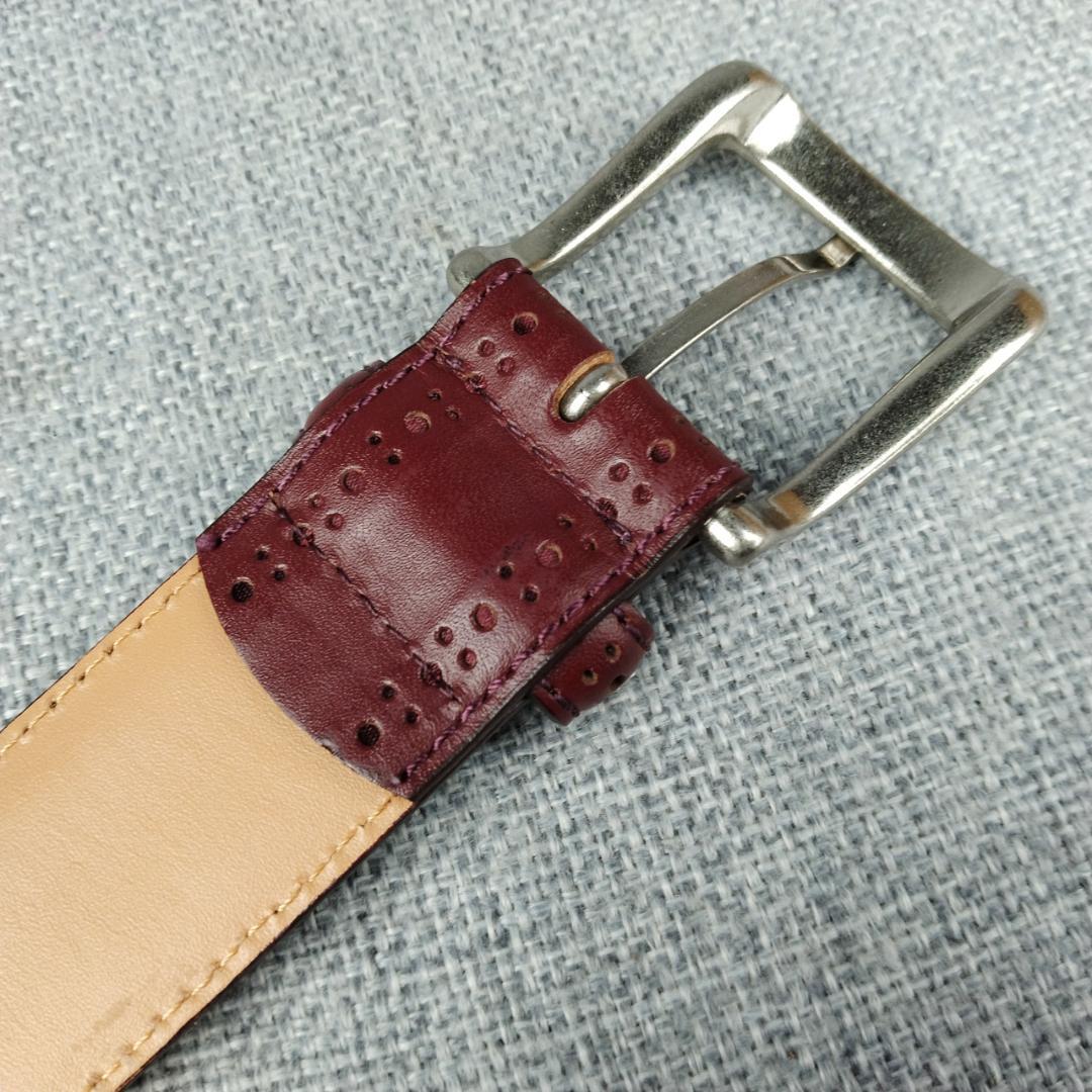 超美品 ポールスミス★メンズレザーベルト カーフレザー 本革 赤茶 XL