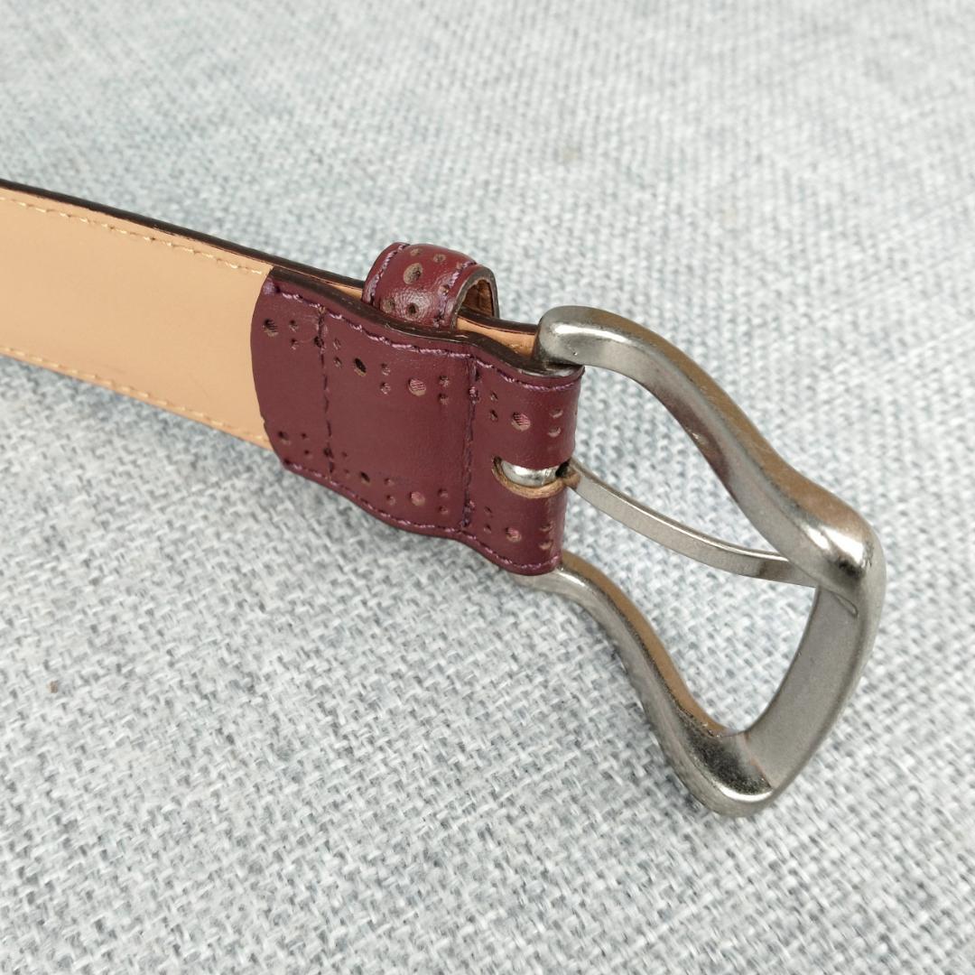 超美品 ポールスミス★メンズレザーベルト カーフレザー 本革 赤茶 XL