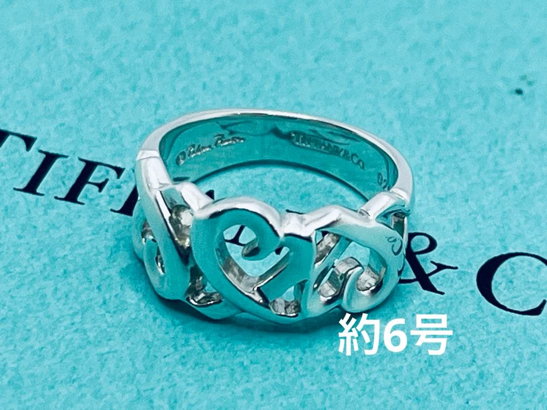 h804 ティファニー トリプル ラビングハート リング 925 約6号TIFFANY