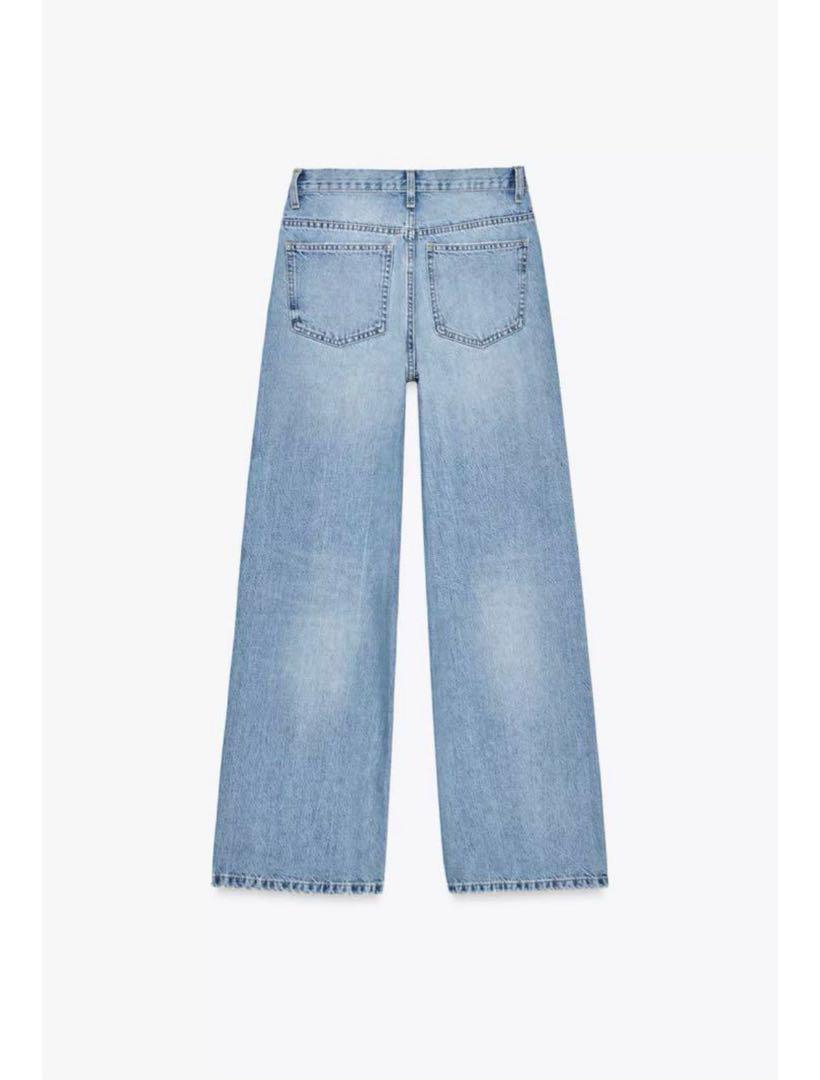 ZARA ザラ　TRF ハイウエスト　クロスオーバーワイドレッグジーンズ ZARA】TRF ハイウエストクロスオーバーワイドレッグジーンズ