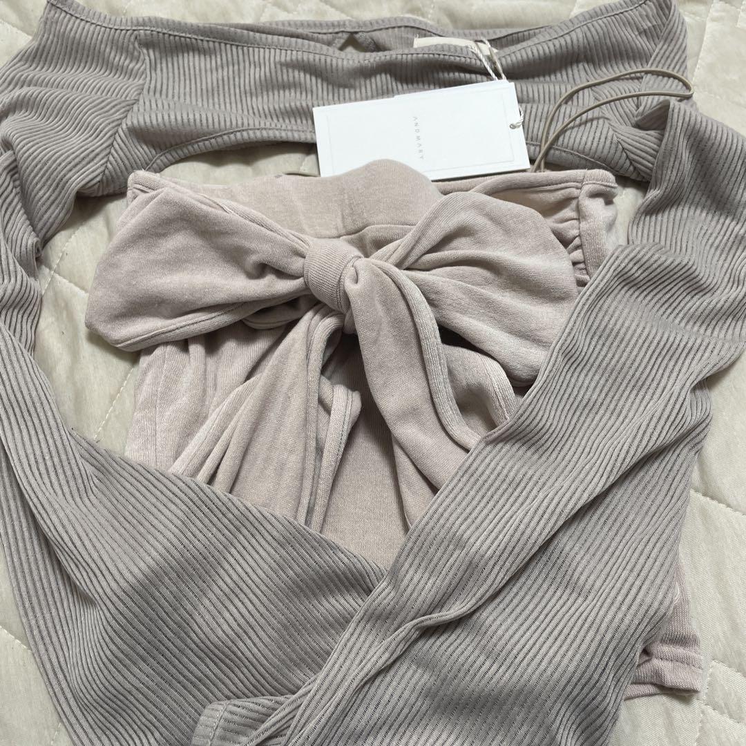 正規品 andmary Shayla ribbon tops beige