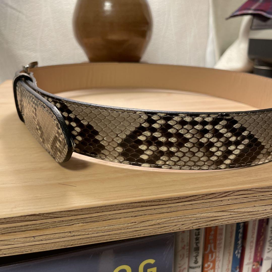 小物 WACKO MARIA PYTHON LEATHER BELT White 32