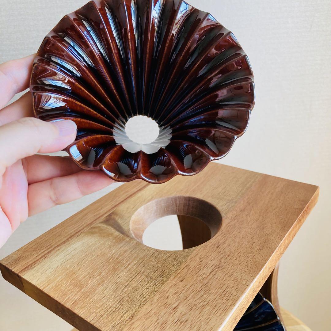 ★akotaka★ ドリッパー ドリップスタンド フレア 陶器製 木製3色