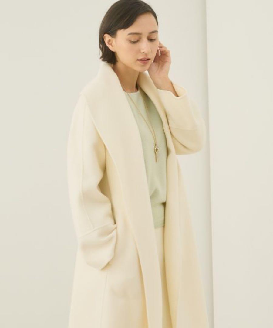 美品ANAYI シャルムビーバーショールカラーコート2022AW オフホワイト