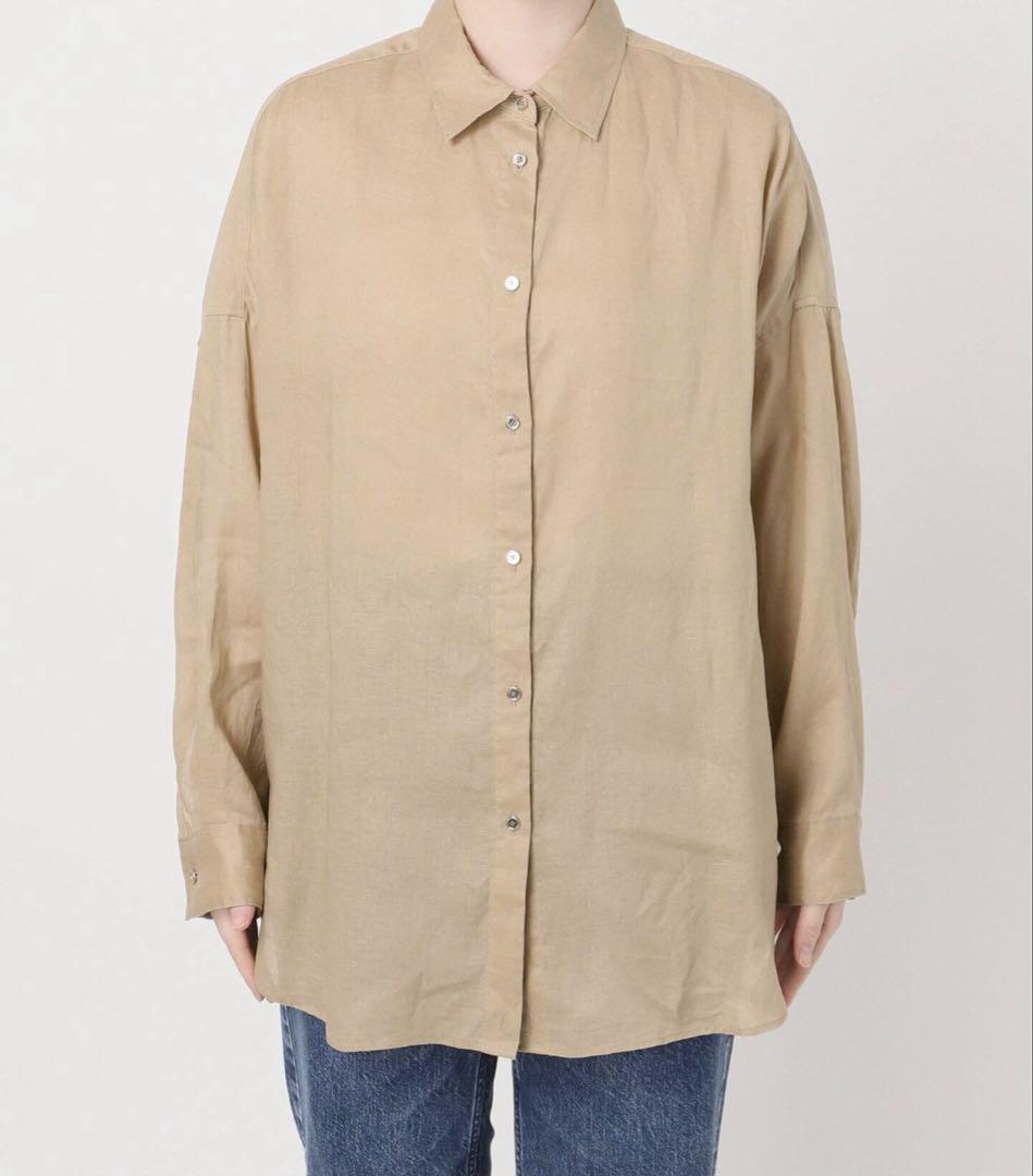 スピックアンドスパン　80リネンカシュクールビッグシャツ