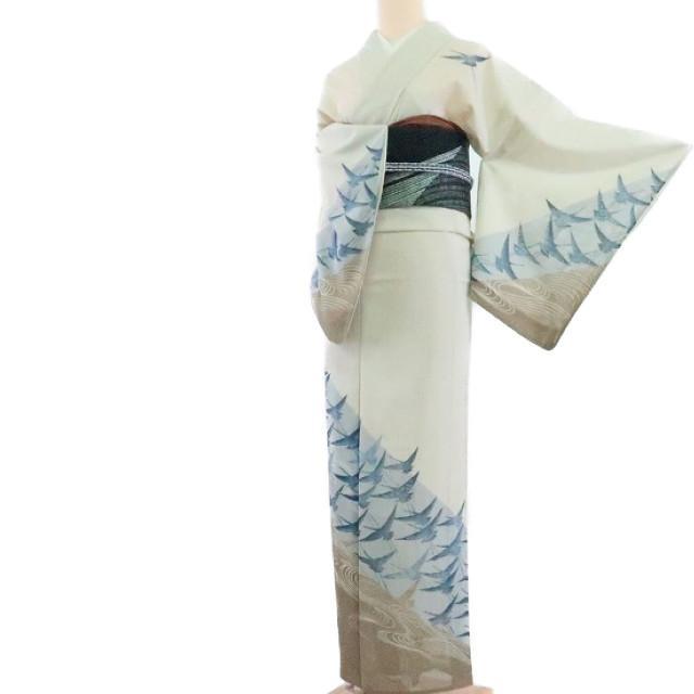 Y1091◆美品 絽 洗える夏着物 誂えポリ 手縫い仕立て 訪問着 着物
