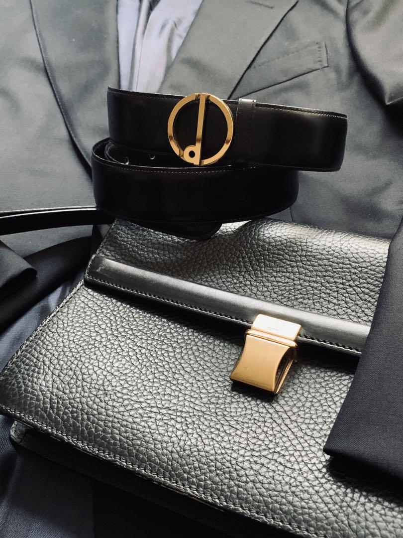 名門の矜持！　dunhill 伊製クラッチバッグ＆英国製ロゴベルトセット