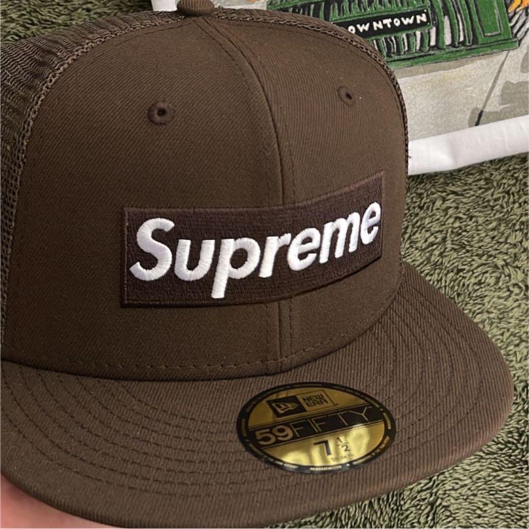 49%割引ブラック系優先配送 supreme Box Logo Mesh Back New Era 1/2 在庫一掃大特価 Box supreme Logo 1/2 Era茶色 New Back Mesh キャップ