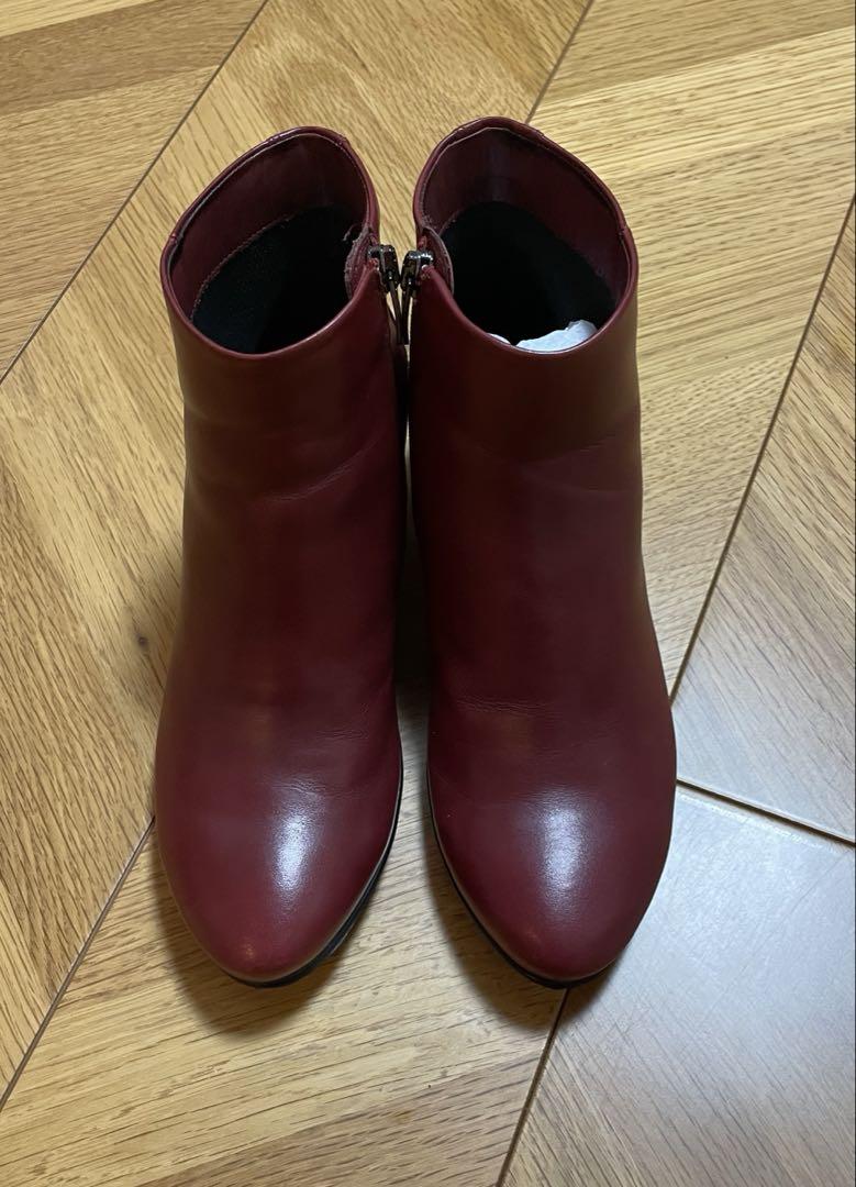 ECCO ワインレッド レザー ブーツ