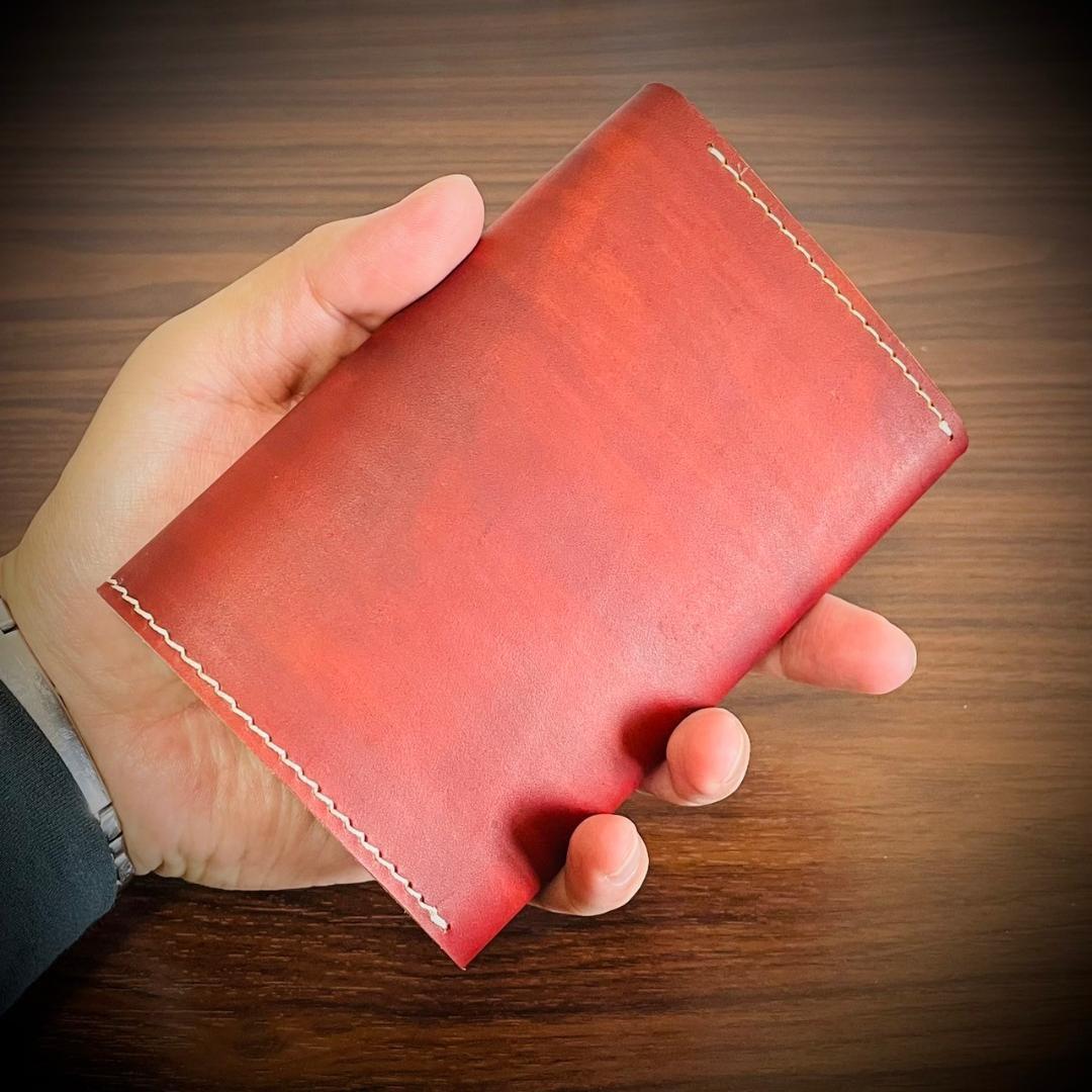 総手縫い ミドルウォレット 財布 フルレザー 本革 牛革 ヌメ革 革財布