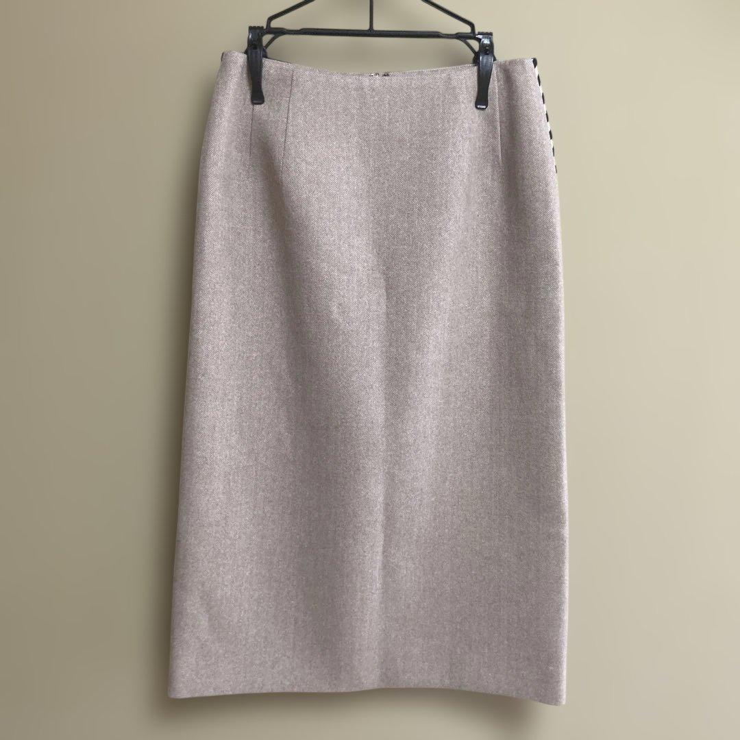 【新品】 ボーダーズアットバルコニー　ヘンリボーン スカート ベージュ 36