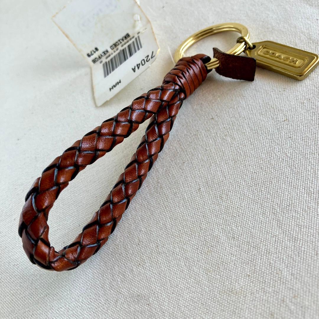 Vintage Coach Braided Leather Keyfob New