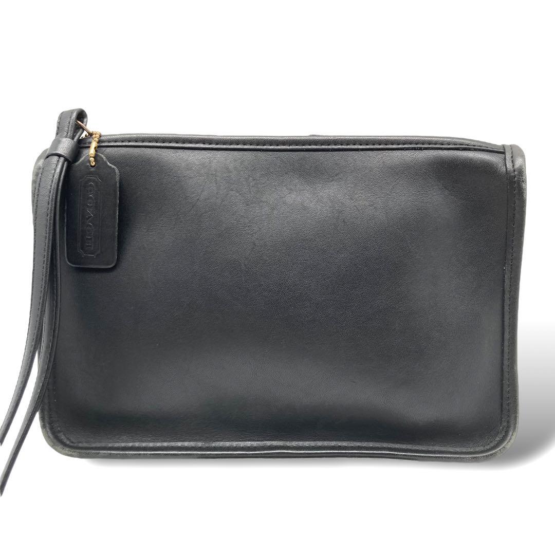 良品◎COACH オールドコーチ クラッチバッグ グラブタンレザー 黒 9972