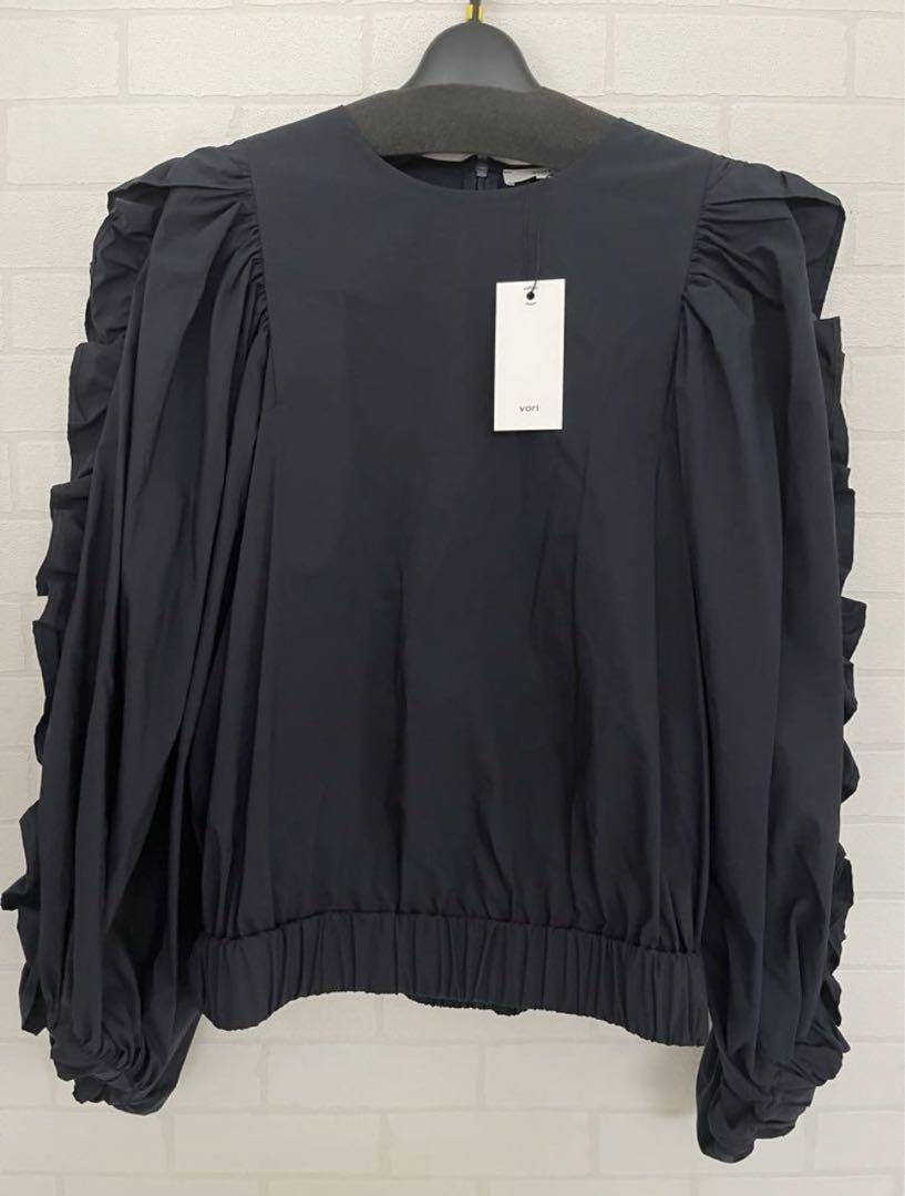 Yori 新品未使用タグ付きフリルスリーブブラウス ブルー36