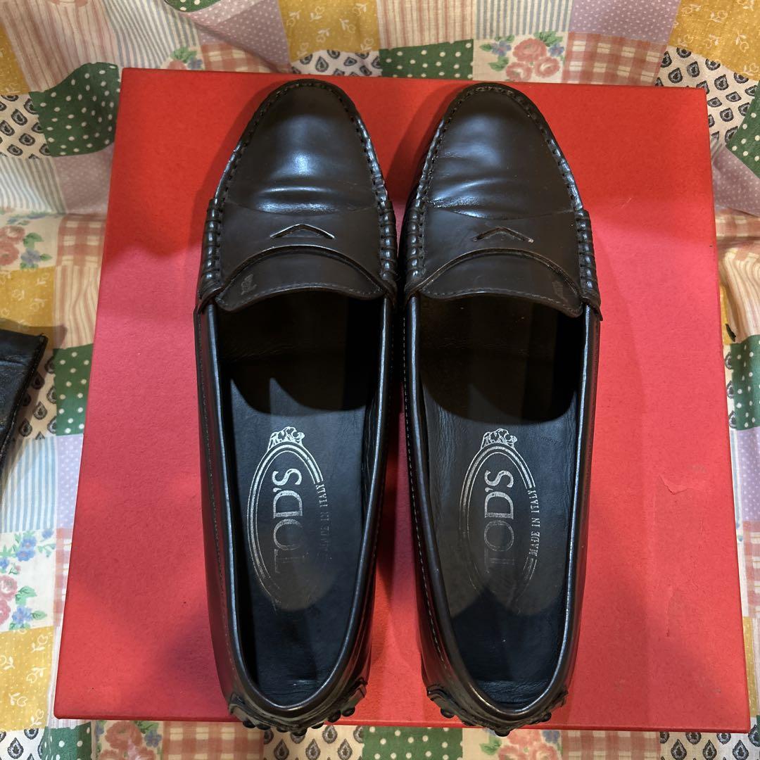 豪華 TOD'S ダークブラウン レザー ローファー 36 靴
