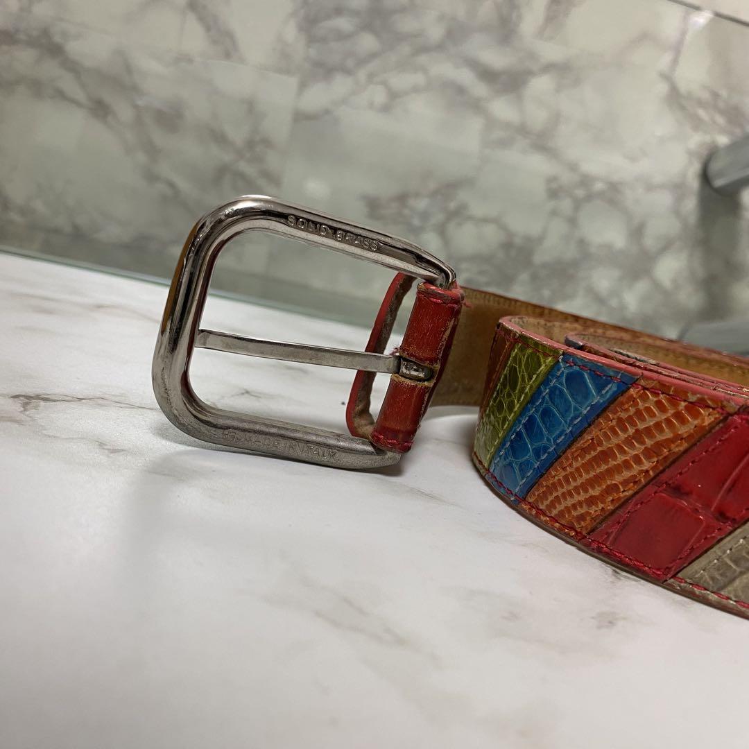 90s イタリア製 Italy ETRO エトロ ベルト マルチカラー 本革