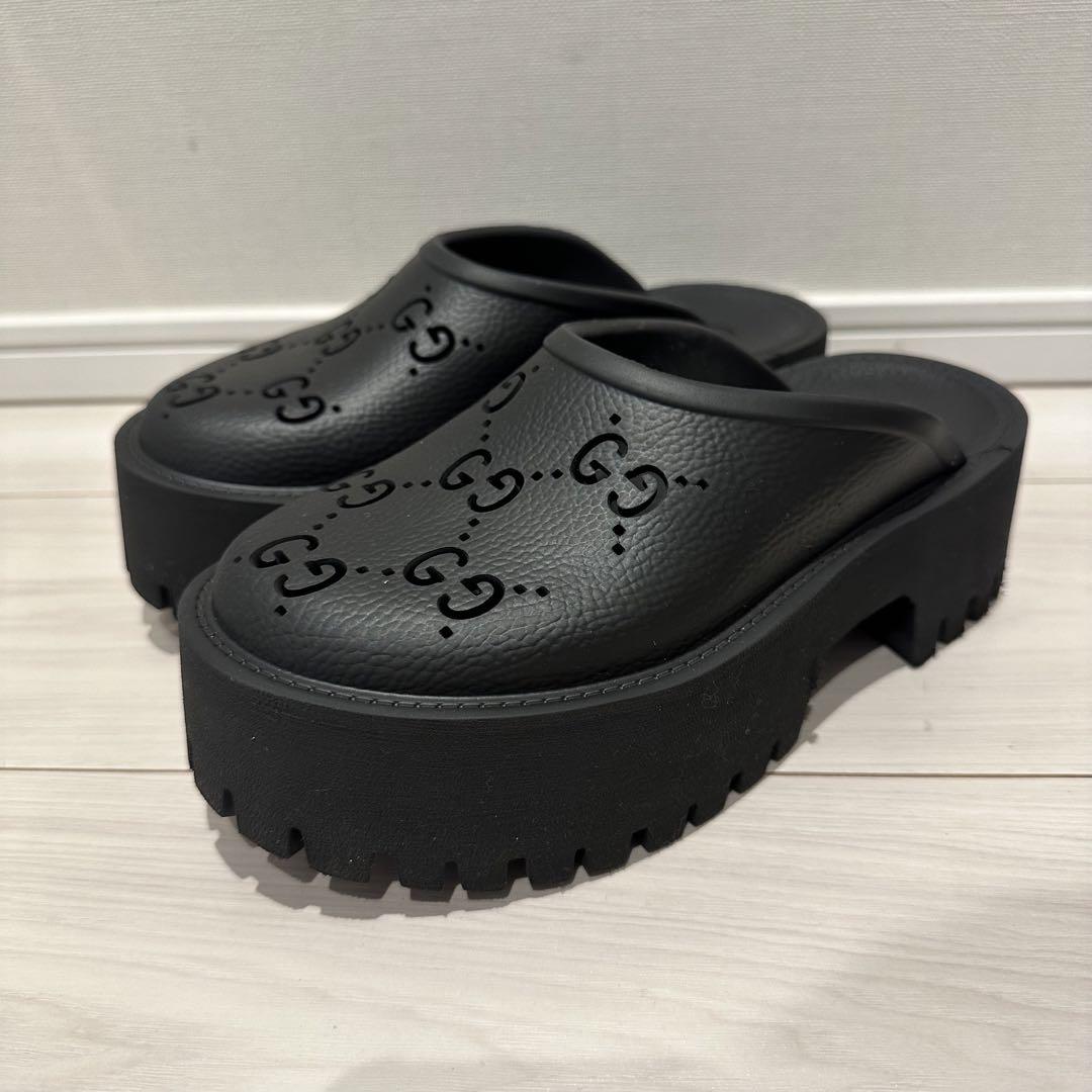GUCCI グッチ 美品 厚底 サンダル スリッポン プラットフォーム GUCCI グッチ 美品 厚底 サンダル スリッポン プラットフォーム