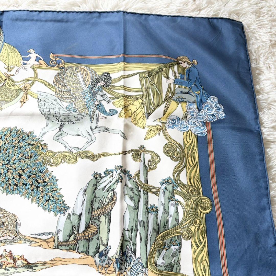 美品 エルメス スカーフ 絹糸の赴くままに シルク100% カレ90