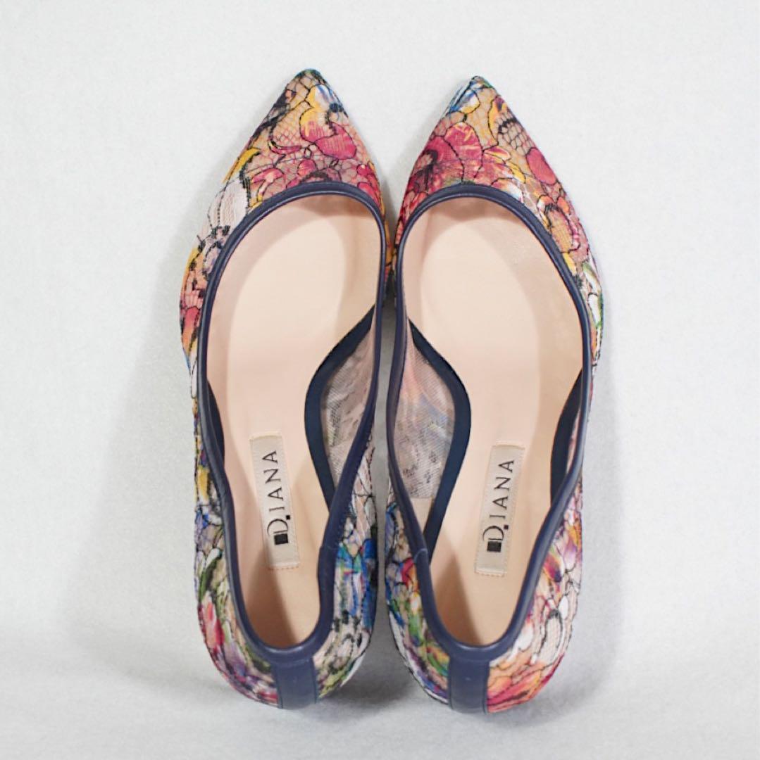 希少 美品《DIANA》絵画シリーズ レースパンプス(23.5)葛飾北斎 花