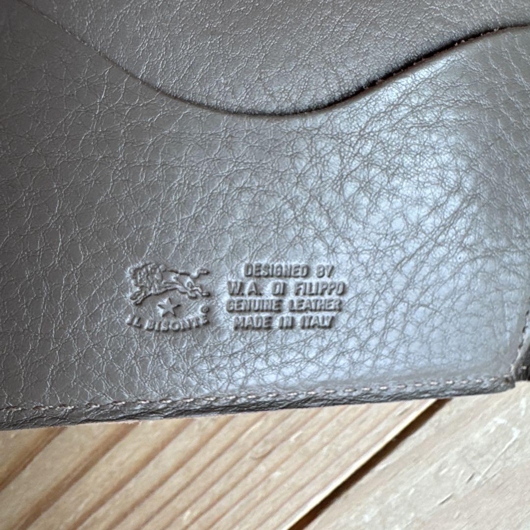【レア＆新品】IL BISONTEがま口折り財布 エンボスドロゴ グレー☆