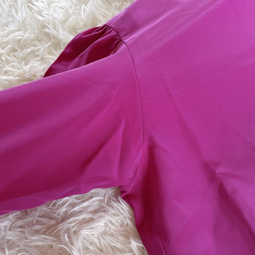 希少✨美品【サンローラン】ピンクパープル とろみパフスリーブ長袖カットソー M