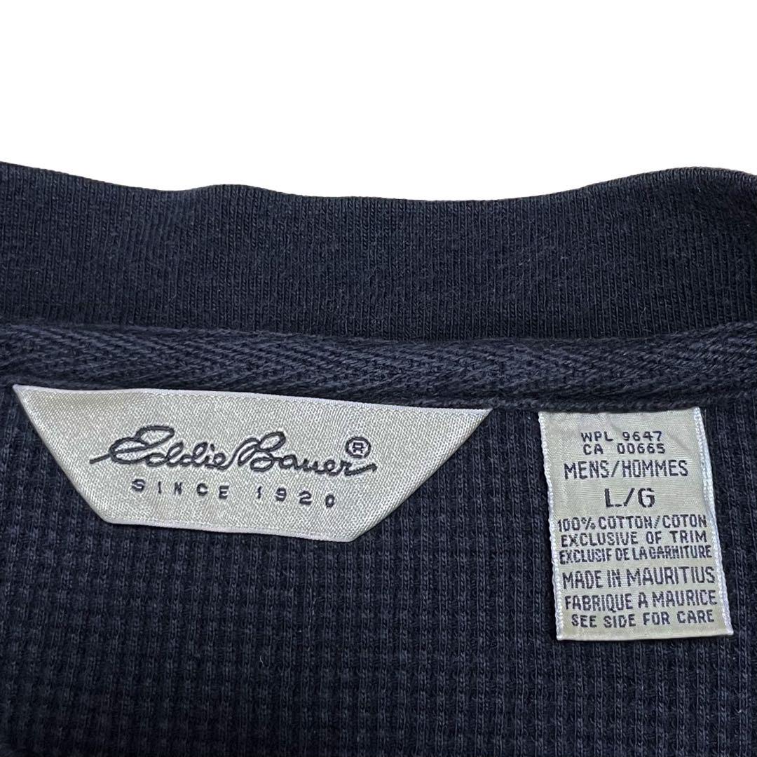 Eddie Bauer ヘンリーネック サーマルカットソー ロンT ワッフル