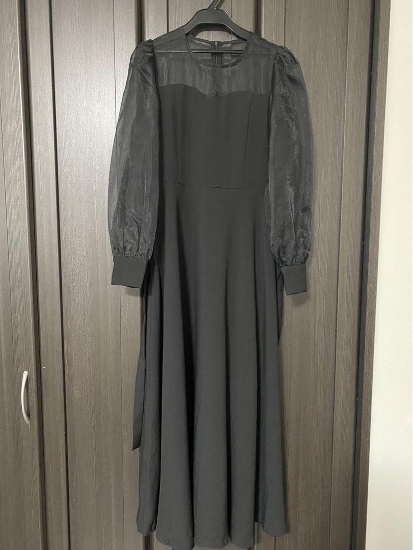 powanto lune sheer puff long dress ワンピース