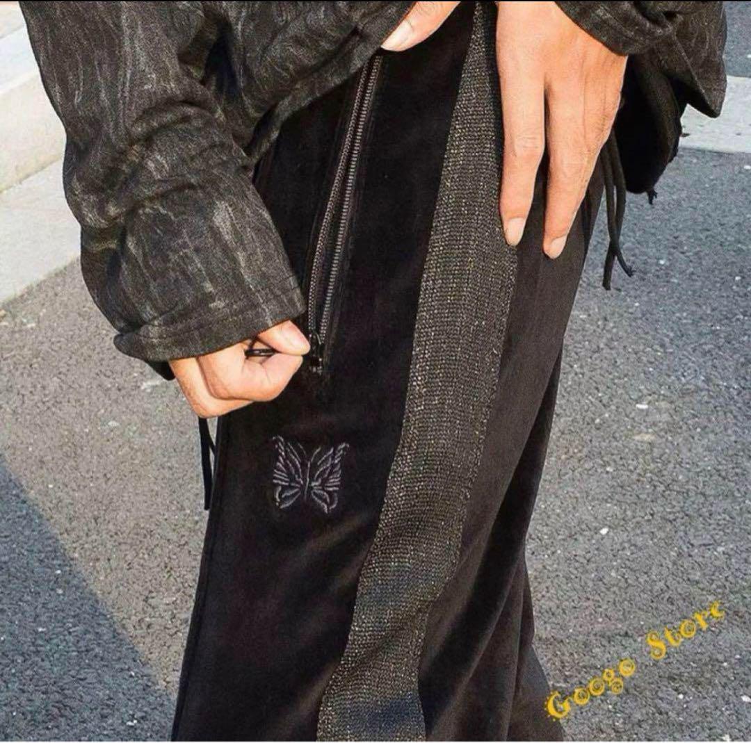 限定価格 Needles ブラック L トラックパンツ ベロア メンズ