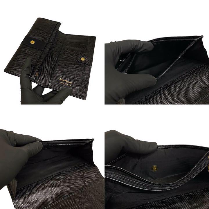 定番大得価 極 ヴァラリボン 二つ折り 長財布 黒 efcP8-m68398754271 美品 箱付き サルバトーレフェラガモ セール最新作