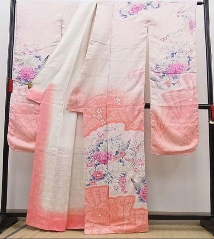 n-pk5718着物振袖絞り正絹着丈161.5センチ裄丈67.5センチ豪華