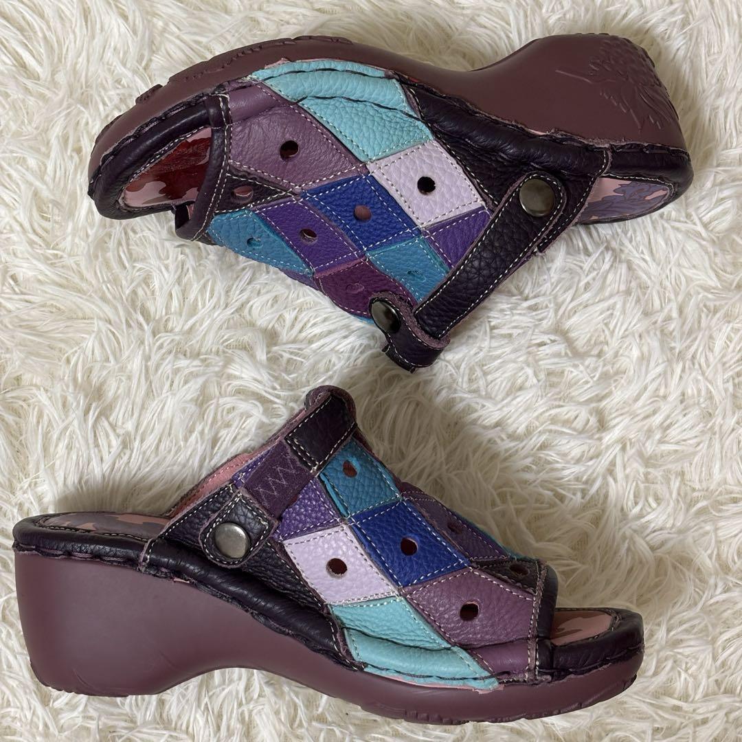 【美品】Estacion エスタシオン　パッチワーク　オープントゥ　サンダル