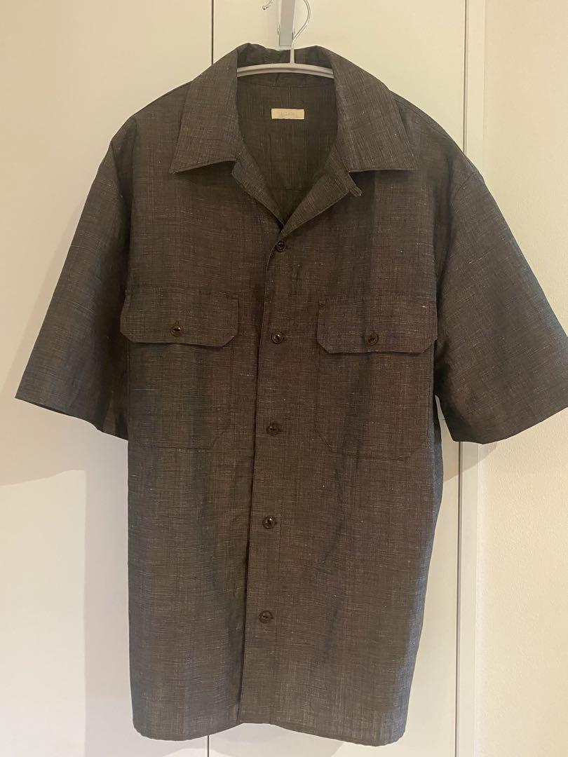 【LIDNM】LINEN WOOL PINHEAD SHIRT Sサイズ/WYM